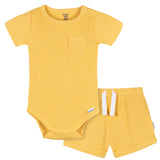 2-Piece Baby Boys Yellow Bodysuit & Shorts Set-Gerber Childrenswear Wholesale