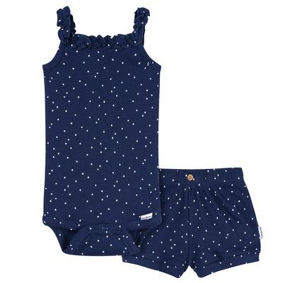 2-Piece Baby Girls Navy Bodysuit & Shorts Set-Gerber Childrenswear Wholesale