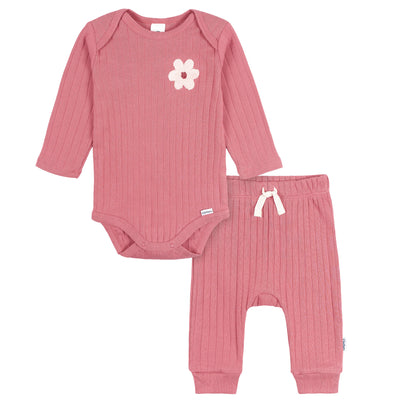 2-Piece Baby Girls Rose Bodysuit and Pant Set-Gerber Childrenswear Wholesale