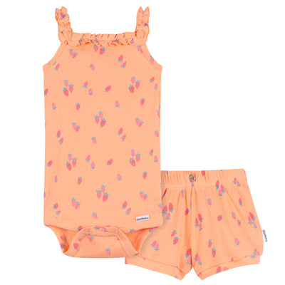 2-Piece Baby Girls Strawberries Bodysuit & Shorts Set-Gerber Childrenswear Wholesale