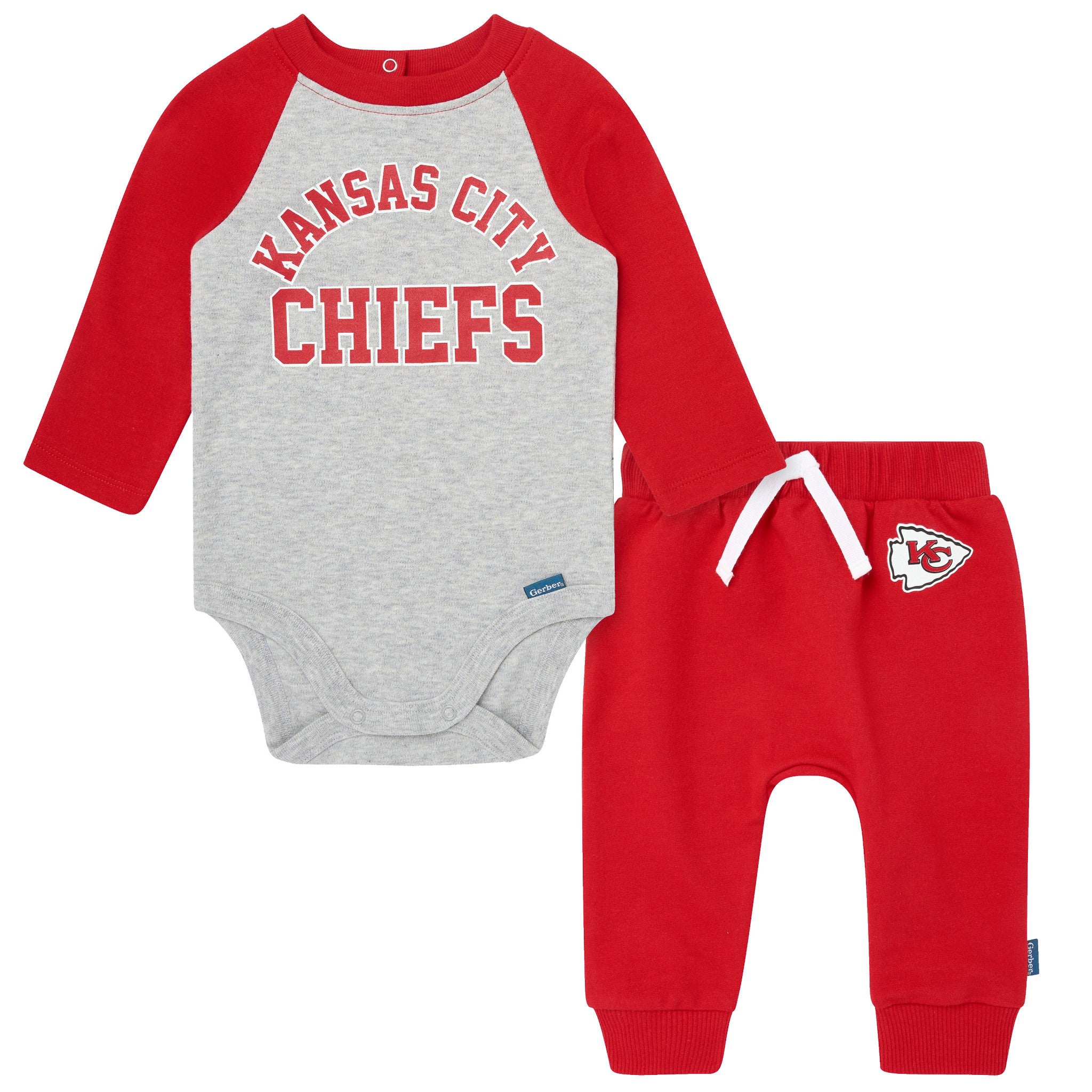 2-Piece Baby Neutral Kansas City Chiefs Bodysuit and Jogger Set-Gerber Childrenswear Wholesale