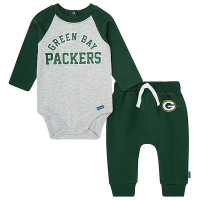 2-Piece Baby Neutral Green Bay Packers Bodysuit and Jogger Set-Gerber Childrenswear Wholesale