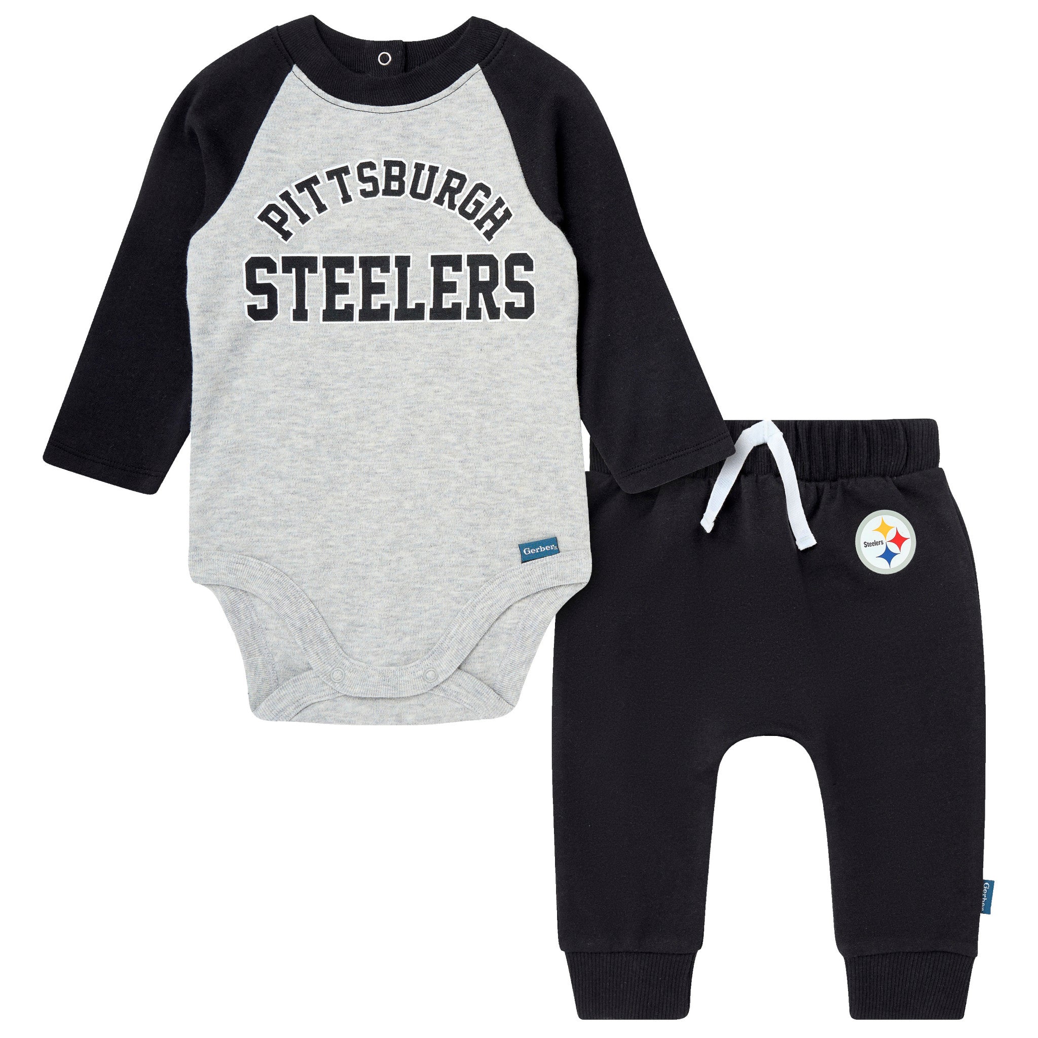 2-Piece Baby Neutral Pittsburgh Steelers Bodysuit and Jogger Set-Gerber Childrenswear Wholesale