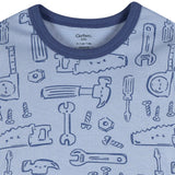 2-Piece Infant & Toddler Boys Blue Tools Cotton Pajama Set-Gerber Childrenswear Wholesale