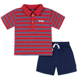 2-Piece Infant & Toddler Boys Red & Blue Polo Shirt and Shorts Set-Gerber Childrenswear Wholesale