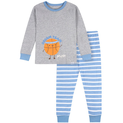 2-Piece Infant & Toddler Boys Gray Mvp Cotton Pajama Set-Gerber Childrenswear Wholesale