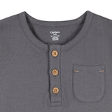 2-Piece Infant & Toddler Boys Grey Henley Top and Shorts Set-Gerber Childrenswear Wholesale