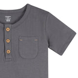 2-Piece Infant & Toddler Boys Grey Henley Top and Shorts Set-Gerber Childrenswear Wholesale