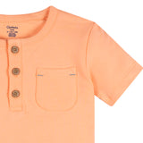 2-Piece Infant & Toddler Boys Peach Henley Top and Shorts Set-Gerber Childrenswear Wholesale