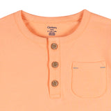 2-Piece Infant & Toddler Boys Peach Henley Top and Shorts Set-Gerber Childrenswear Wholesale