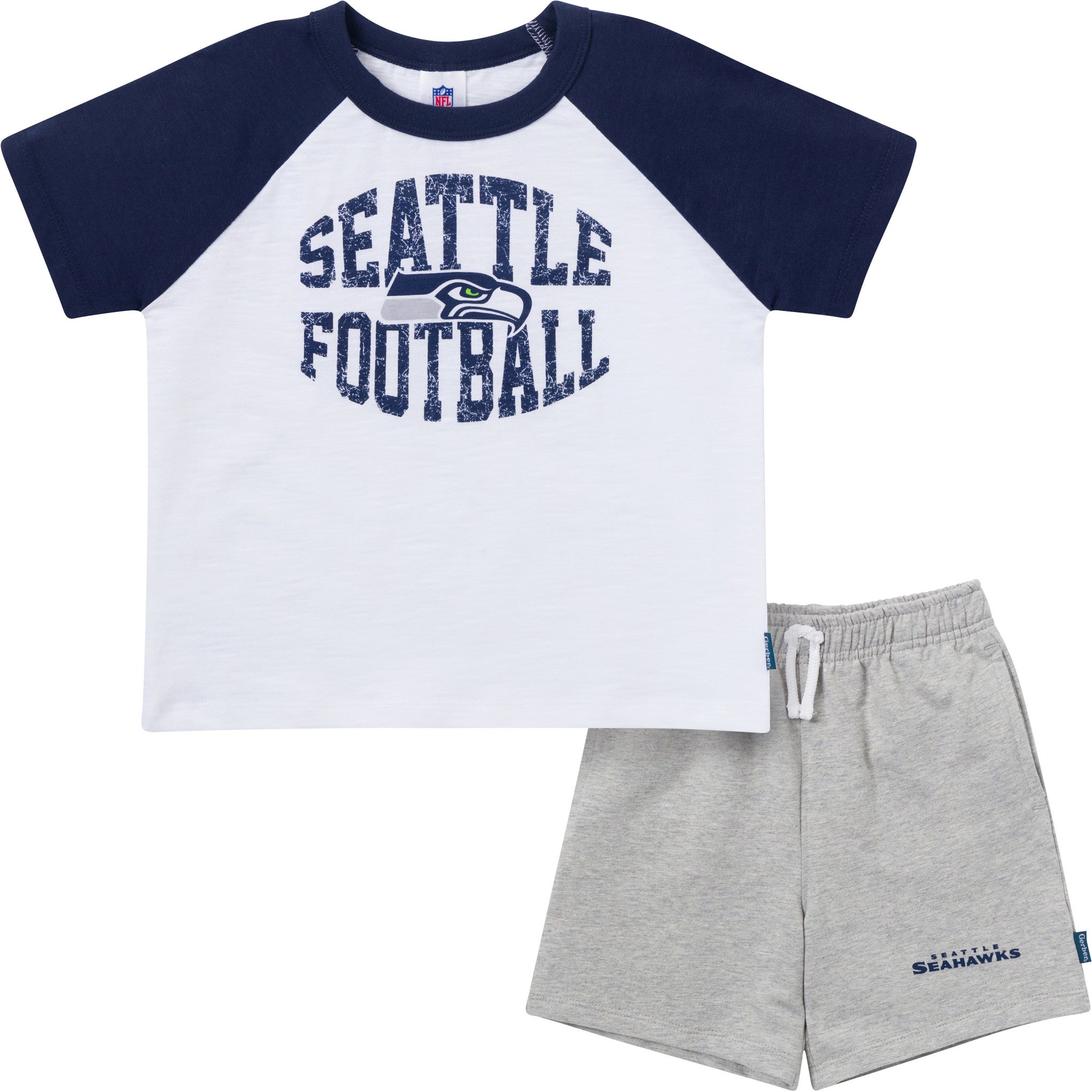 2-Piece Infant & Toddler Boys Seattle Seahawks T-Shirt and Shorts Set-Gerber Childrenswear Wholesale