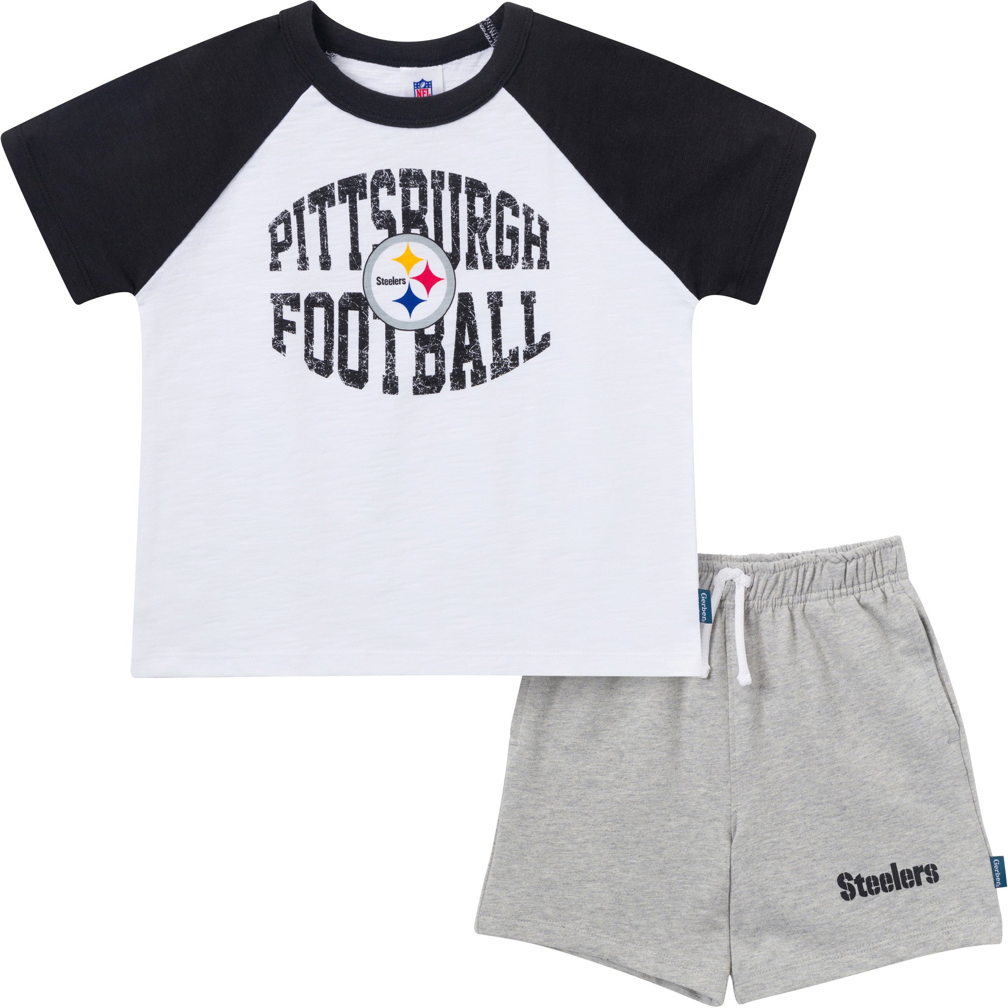 2-Piece Infant & Toddler Boys Pittsburgh Steelers T-Shirt and Shorts Set-Gerber Childrenswear Wholesale