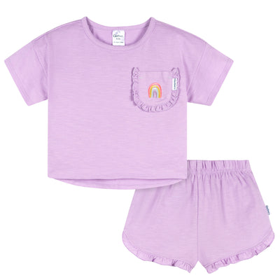 2-Piece Infant & Toddler Girls Lavender Pocket Tee and Shorts Set-Gerber Childrenswear Wholesale