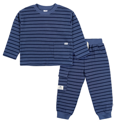 2-Piece Toddler Boys Blue Long Sleeve Top & Jogger Set-Gerber Childrenswear Wholesale
