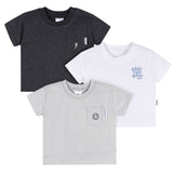 3-Pack Baby & Toddler Boys Black, Gray and White Short Sleeve T-Shirts-Gerber Childrenswear Wholesale