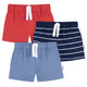 3-Pack Baby & Toddler Boys Blue & Red Knit Shorts-Gerber Childrenswear Wholesale