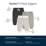 3-Pack Baby & Toddler Boys Wrought Iron Jogger Pants-Gerber Childrenswear Wholesale