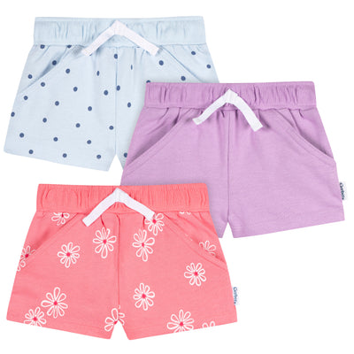 3-Pack Baby & Toddler Girls Coral Floral Knit Shorts-Gerber Childrenswear Wholesale