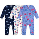 3-Pack Infant & Toddler Girls Hearts Footless Fleece Pajamas