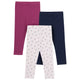 3-Pack Baby & Toddler Girls Pink Bows, Blue & Purple Textured Leggings-Gerber Childrenswear Wholesale