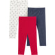 3-Pack Baby & Toddler Girls Red, Blue and Polka Dot Jeggings-Gerber Childrenswear Wholesale