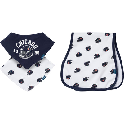 3-Pack Baby Neutral Chicago Bears Bibs and Burp Cloth Set-Gerber Childrenswear Wholesale