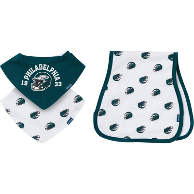 3-Pack Baby Neutral Philadelphia Eagles Bibs and Burp Cloth Set-Gerber Childrenswear Wholesale