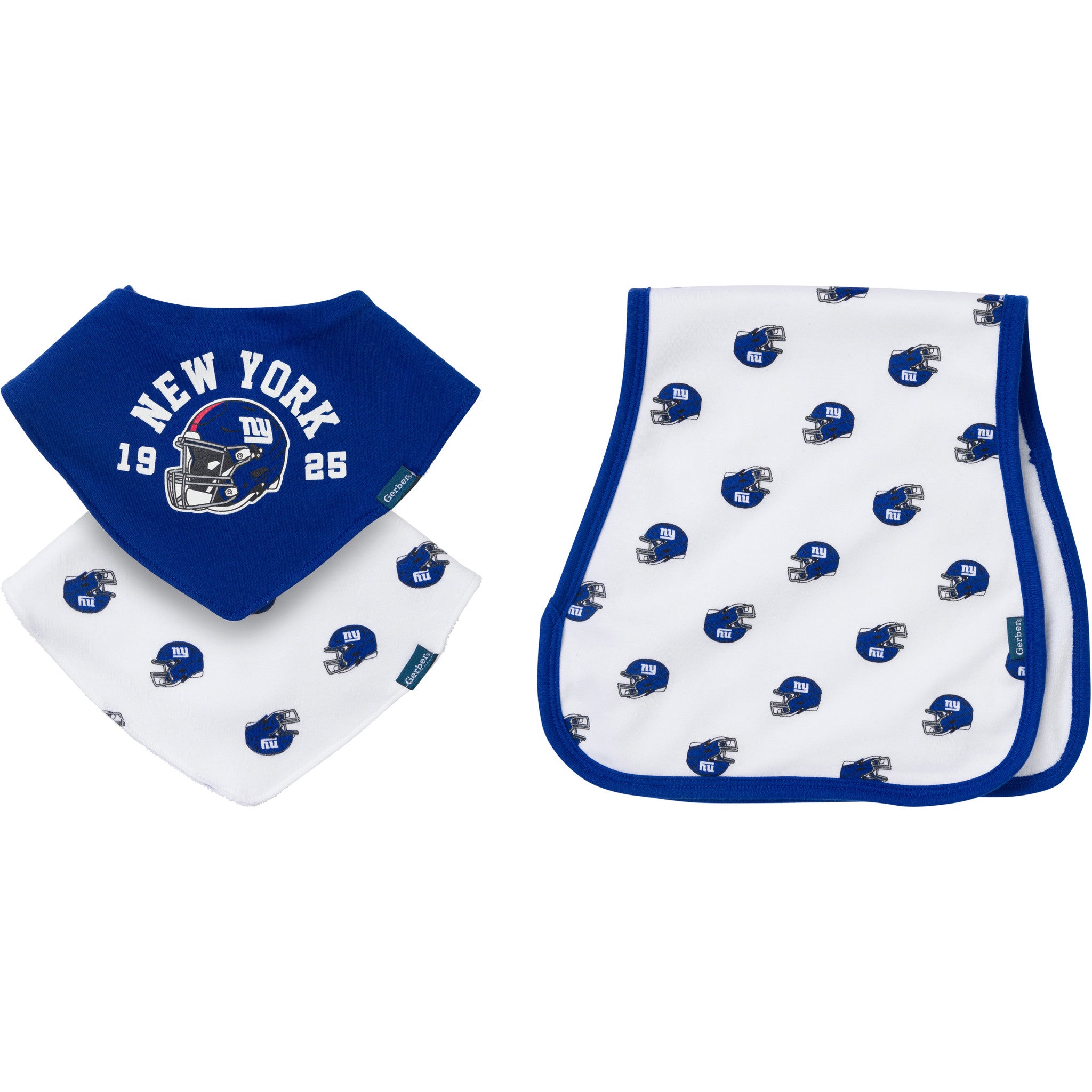 3-Pack Baby Neutral New York Giants Bibs and Burp Cloth Set-Gerber Childrenswear Wholesale