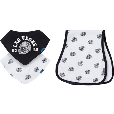 3-Pack Baby Neutral Las Vegas Raiders Bibs and Burp Cloth Set-Gerber Childrenswear Wholesale