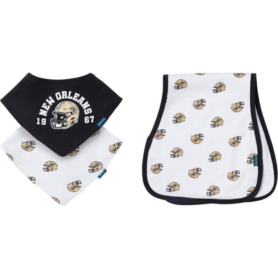 3-Pack Baby Neutral New Orleans Saints Bibs and Burp Cloth Set-Gerber Childrenswear Wholesale