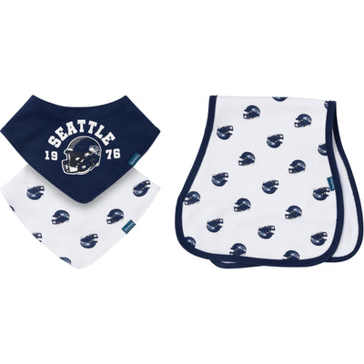3-Pack Baby Neutral Seattle Seahawks Bibs and Burp Cloth Set-Gerber Childrenswear Wholesale