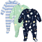 3-Pack Baby & Toddler Neutral Playtime Footed Fleece Pajamas
