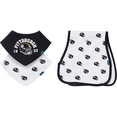 3-Pack Baby Neutral Pittsburgh Steelers Bibs and Burp Cloth Set-Gerber Childrenswear Wholesale