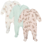 3-Pack Baby & Toddler Neutral Bears Footed Fleece Pajamas