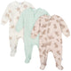 3-Pack Baby & Toddler Neutral Bears Footed Fleece Pajamas