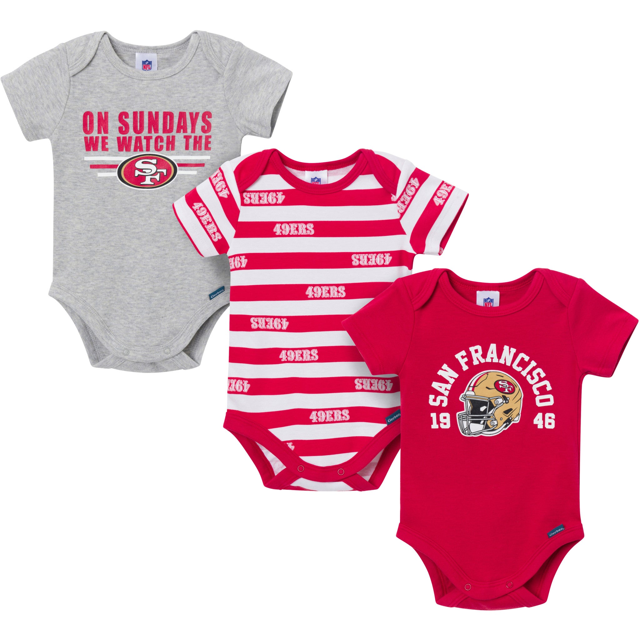 3-Pack Baby Boys 49ers Onesies® Bodysuit Set-Gerber Childrenswear Wholesale