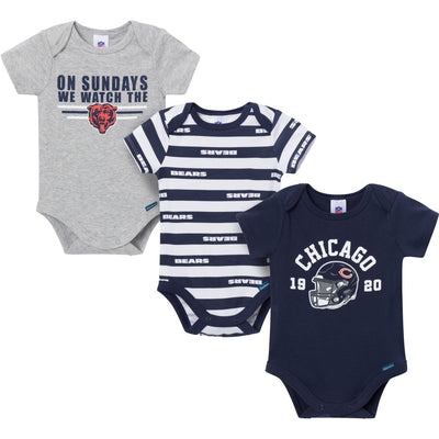 3-Pack Baby Boys Chicago Bears Bodysuit Set-Gerber Childrenswear Wholesale