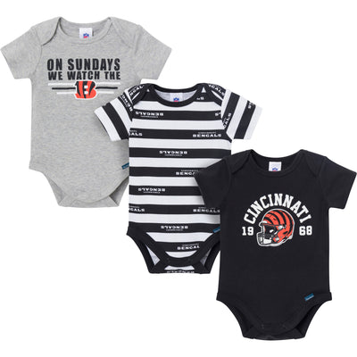 3-Pack Baby Boys Cincinatti Bengals Bodysuit Set-Gerber Childrenswear Wholesale