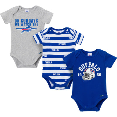 3-Pack Baby Boys Buffalo Bills Bodysuit Set-Gerber Childrenswear Wholesale