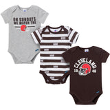 3-Pack Baby Boys Cleveland Browns Bodysuit Set-Gerber Childrenswear Wholesale