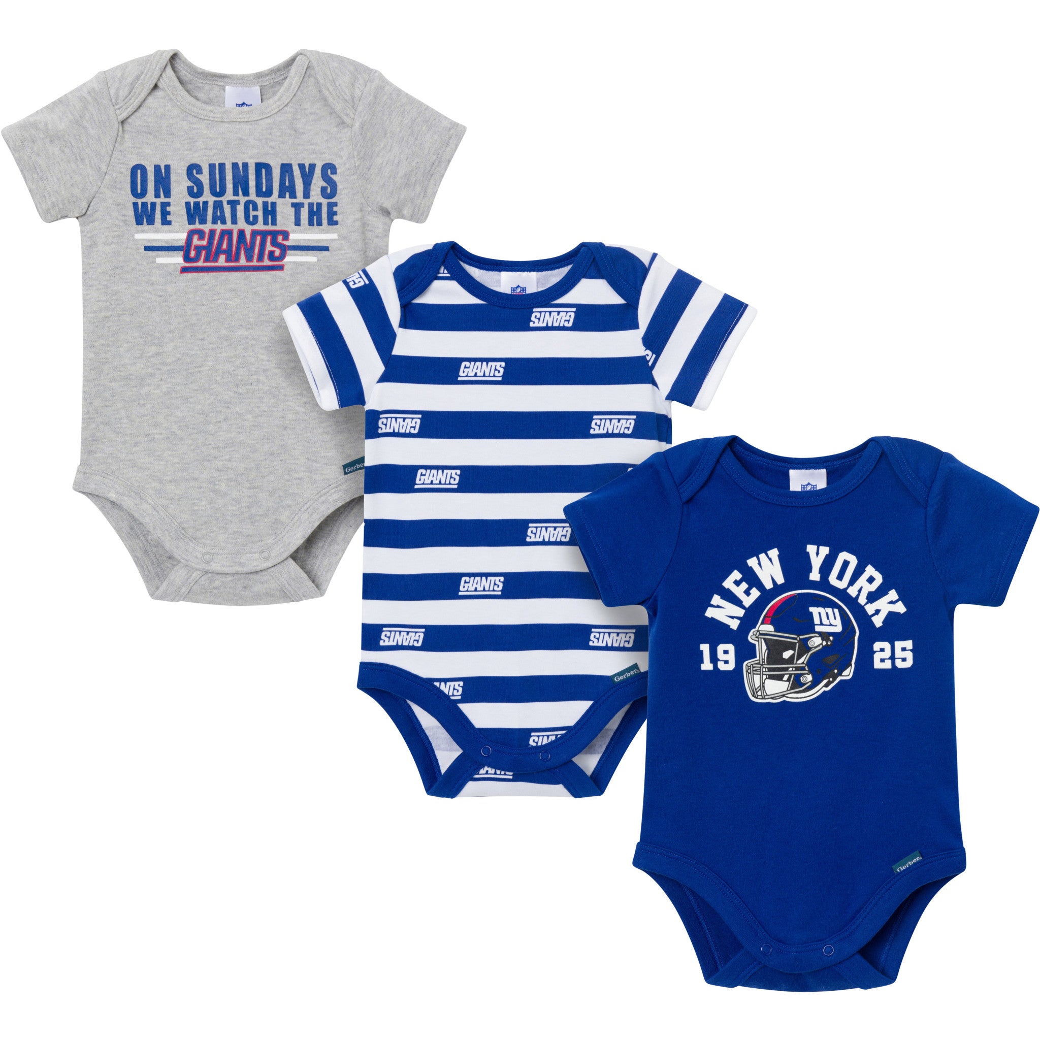 3-Pack Baby Boys New York Giants Bodysuit Set-Gerber Childrenswear Wholesale