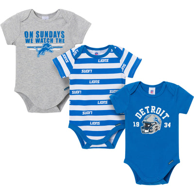 3-Pack Baby Boys Detroit Lions Bodysuit Set-Gerber Childrenswear Wholesale