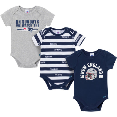 3-Pack Baby Boys New England Patriots Bodysuit Set-Gerber Childrenswear Wholesale