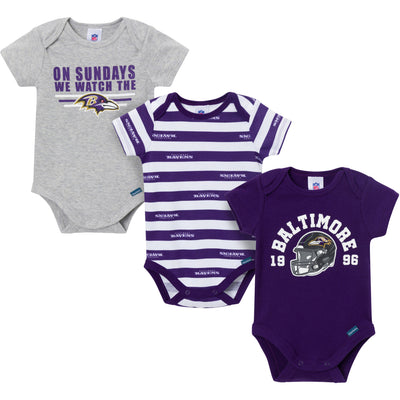 3-Pack Baby Boys Baltimore Ravens Bodysuit Set-Gerber Childrenswear Wholesale