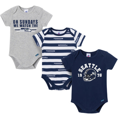 3-Pack Baby Boys Seattle Seahawks Bodysuit Set-Gerber Childrenswear Wholesale