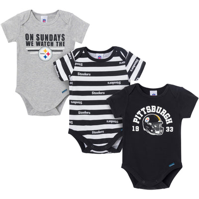 3-Pack Baby Boys Pittsburgh Steelers Bodysuit Set-Gerber Childrenswear Wholesale