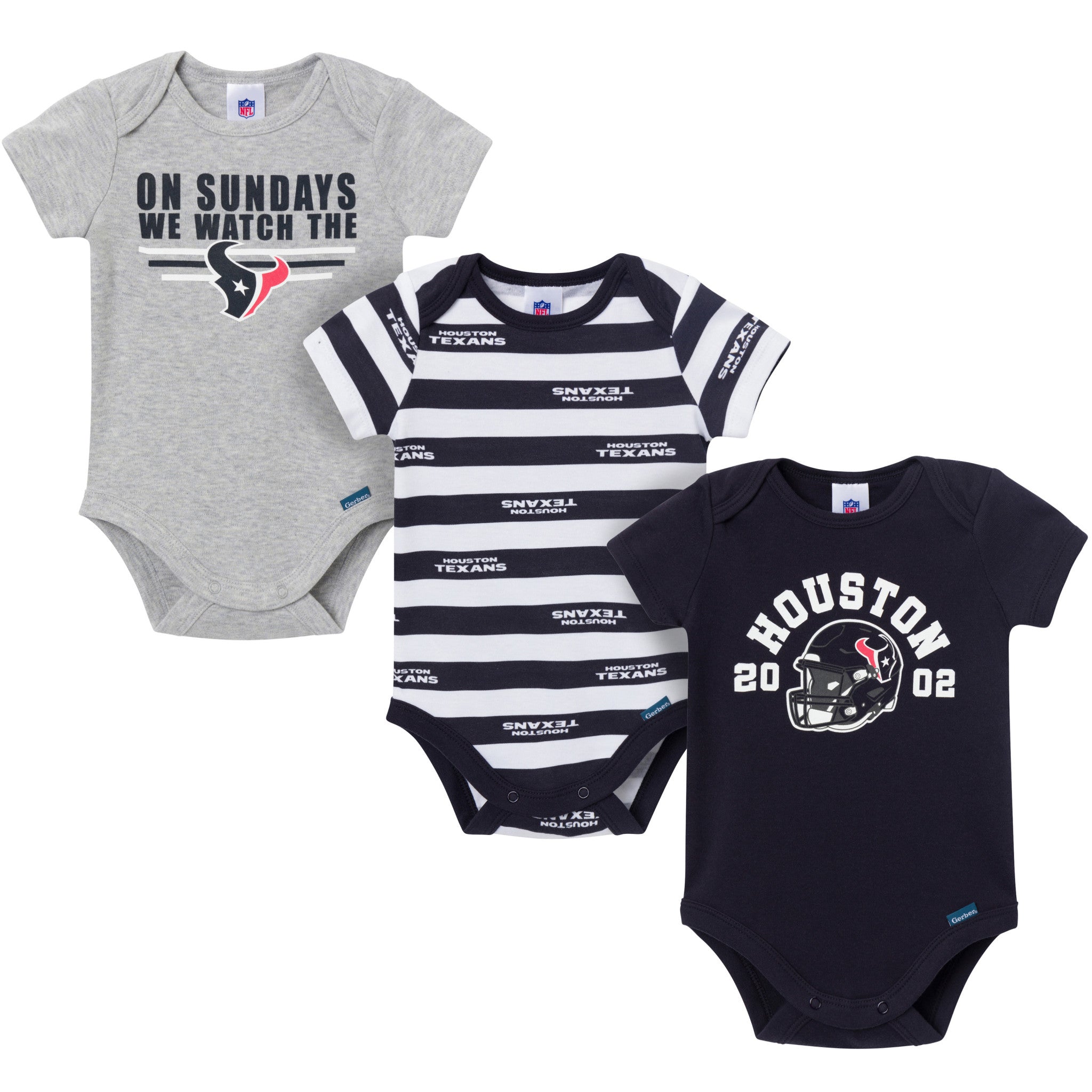 3-Pack Baby Boys Houston Texans Bodysuit Set-Gerber Childrenswear Wholesale