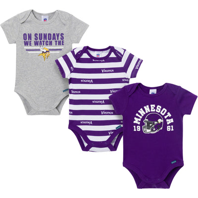 3-Pack Baby Boys Minnesota Vikings Bodysuit Set-Gerber Childrenswear Wholesale