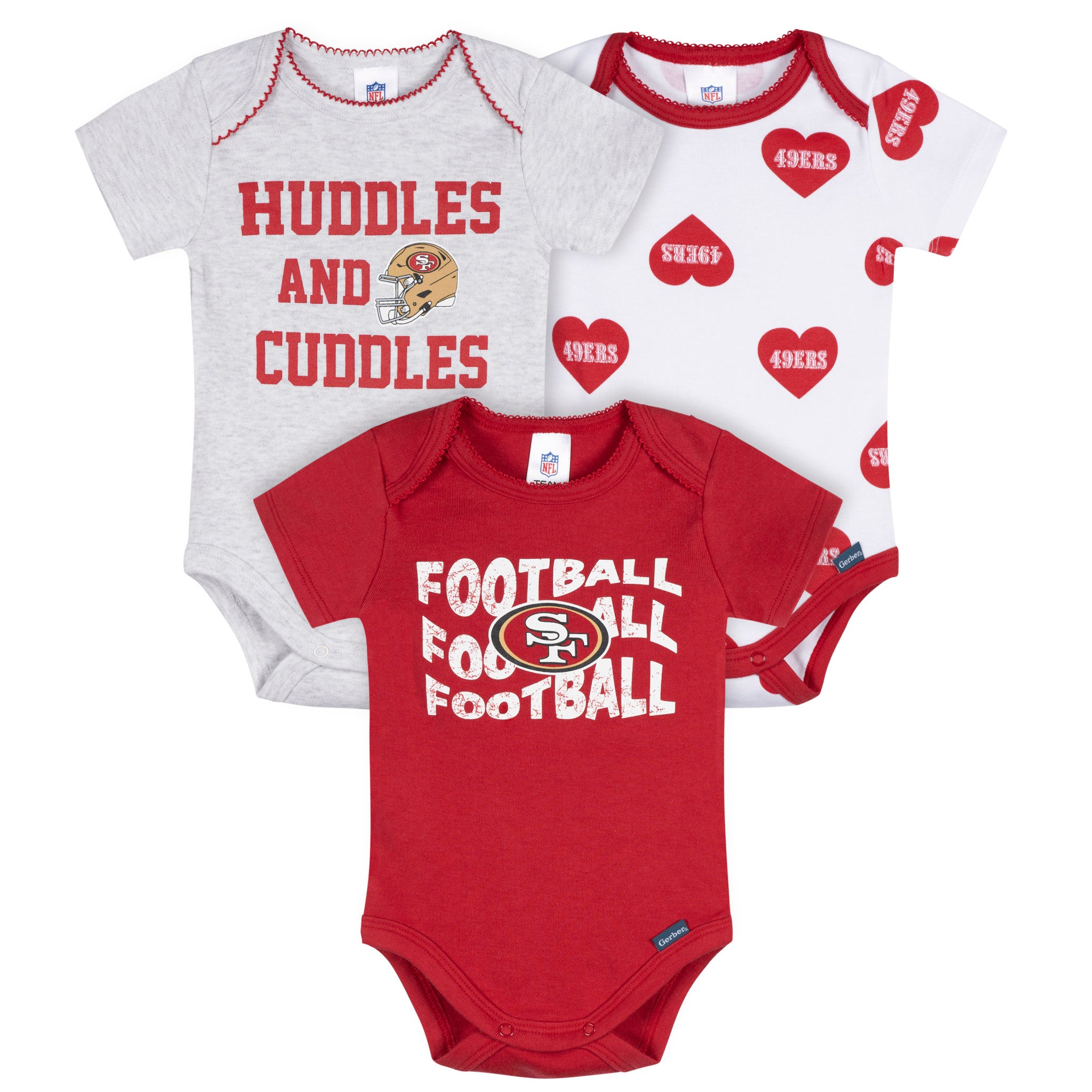 3-Pack Baby Girls 49ers Onesies® Bodysuit Set-Gerber Childrenswear Wholesale