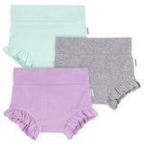 3-Pack Baby Girls Aqua, Gray & Purple Bubble Shorts-Gerber Childrenswear Wholesale